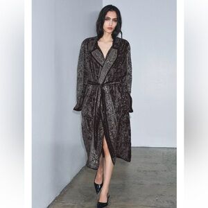 Zara Velvet Embroidered Kimono Jacket